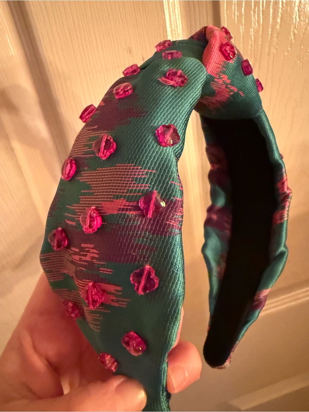 Teal and Pink Embellished Padded Headband